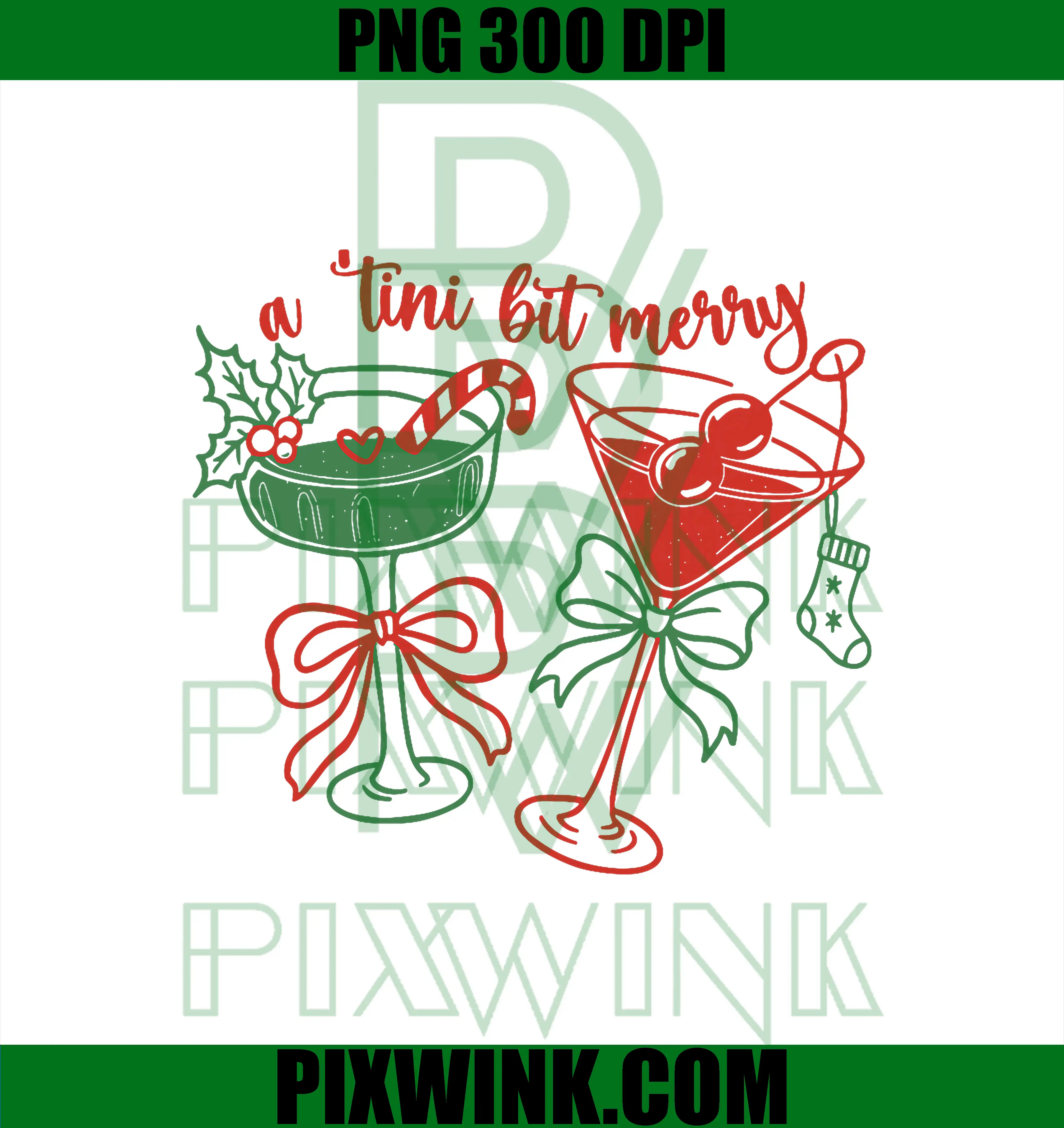A Tiny Bit Merry Xmas PNG, Cheer Aesthetic Christmas Martini Cocktail PNG