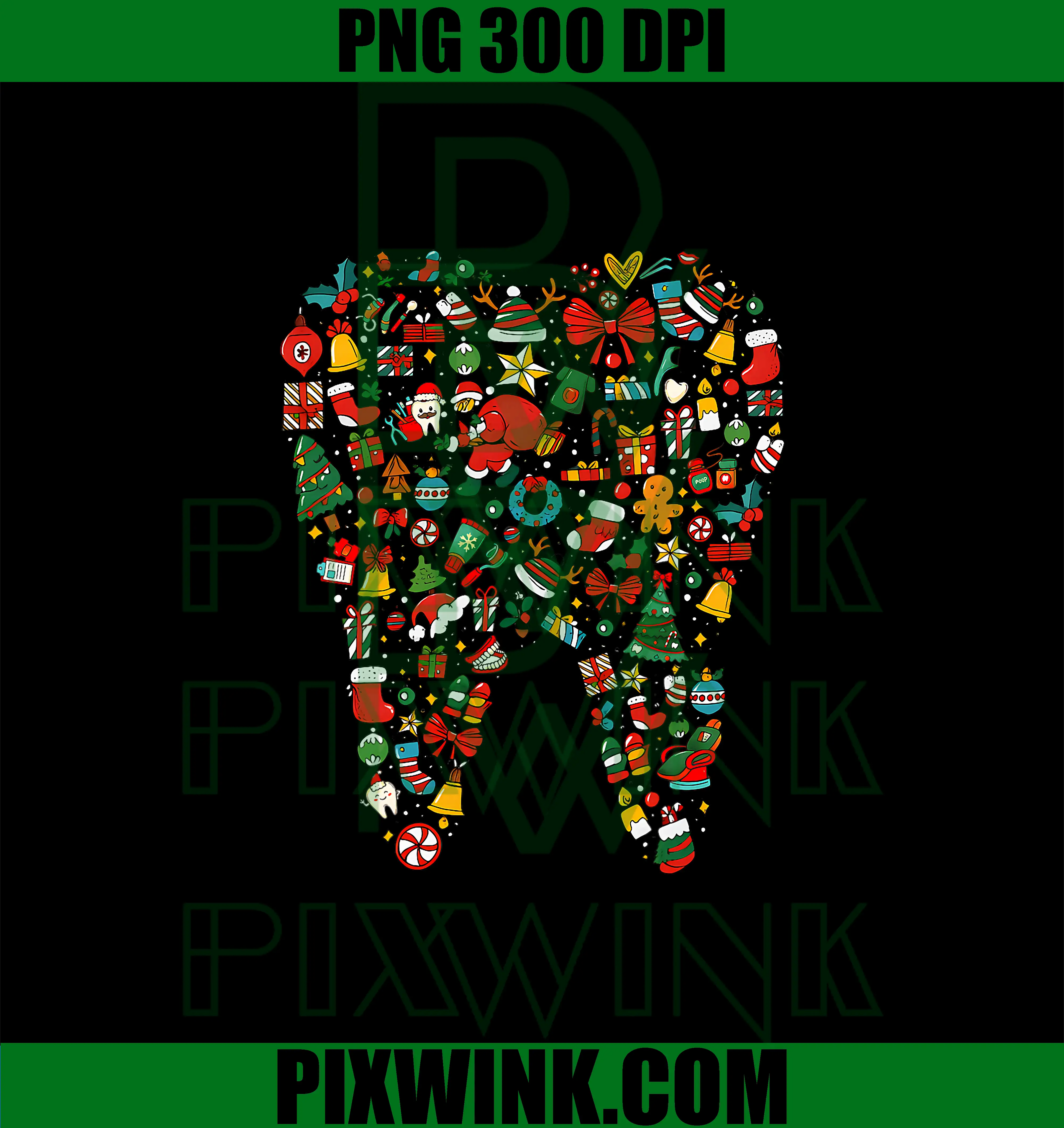 Christmas Tooth Dental Design PNG, Festive Dentist Hygienist Art PNG