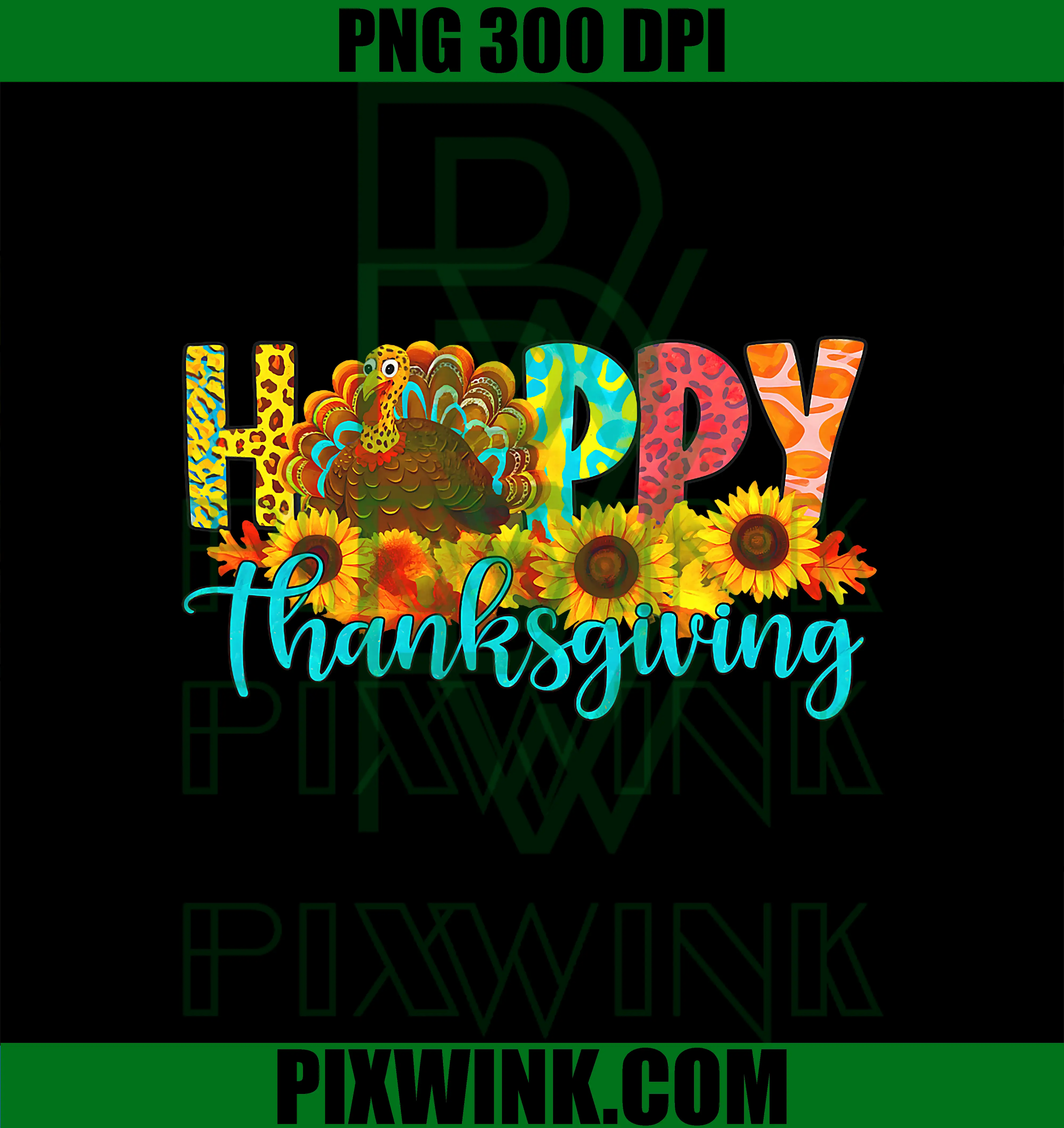 Happy Thanksgiving For Turkey Day PNG, Family Dinner Sunflower PNG