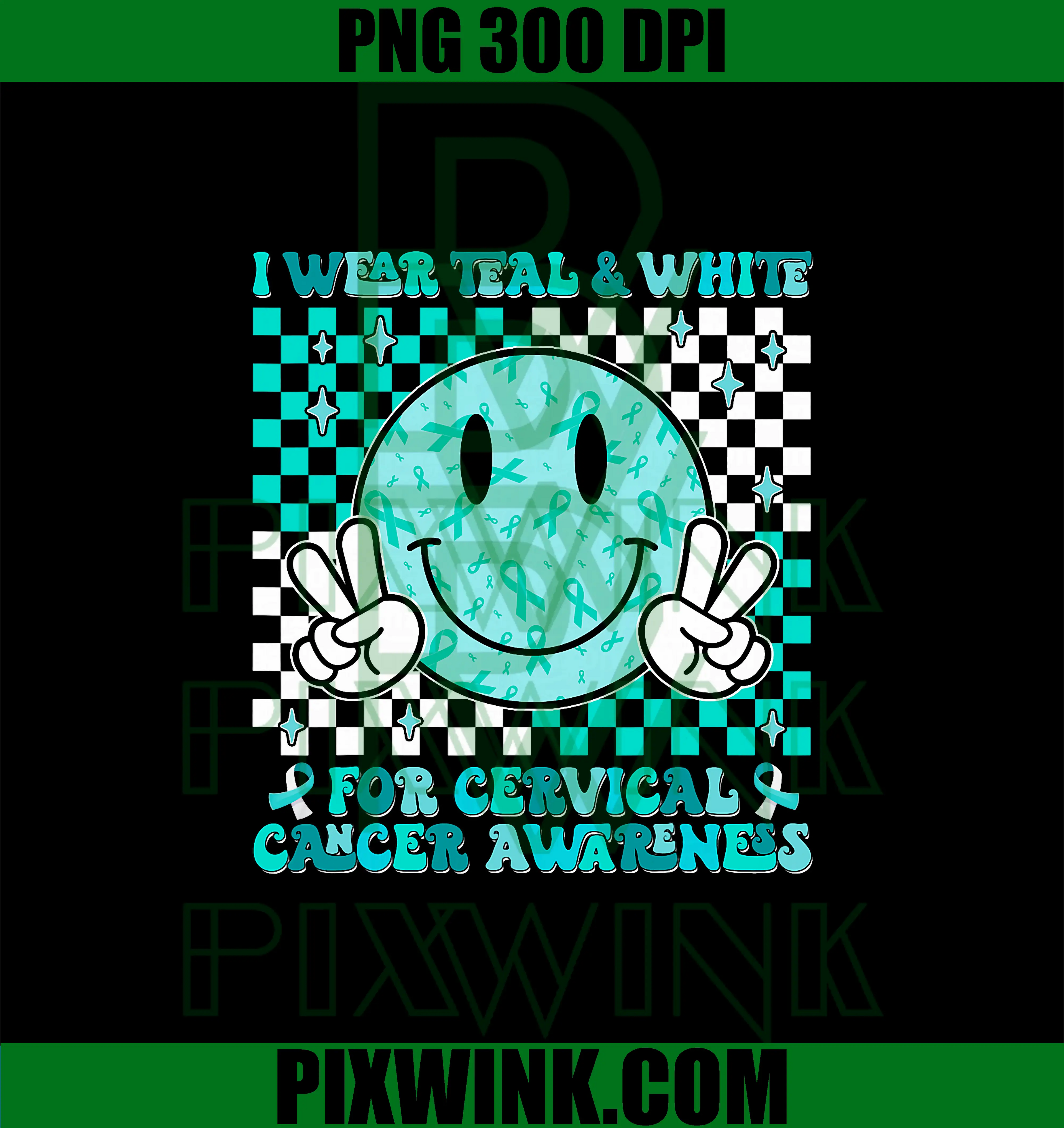 In January We Wear Teal And White PNG, Cervical Cancer Awareness PNG