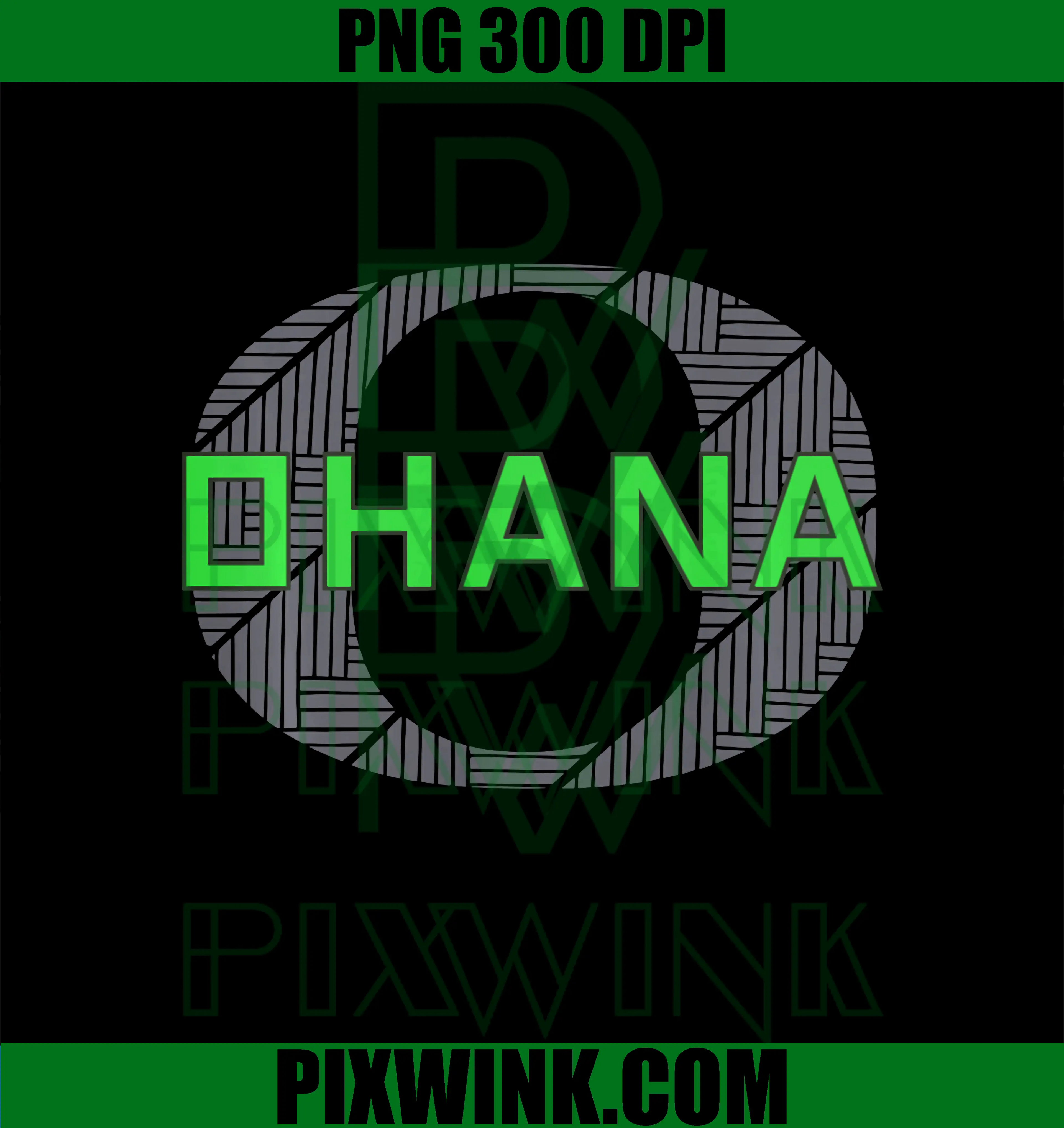 Ohana Text Design PNG, Green Geometric Circle Pattern Art PNG