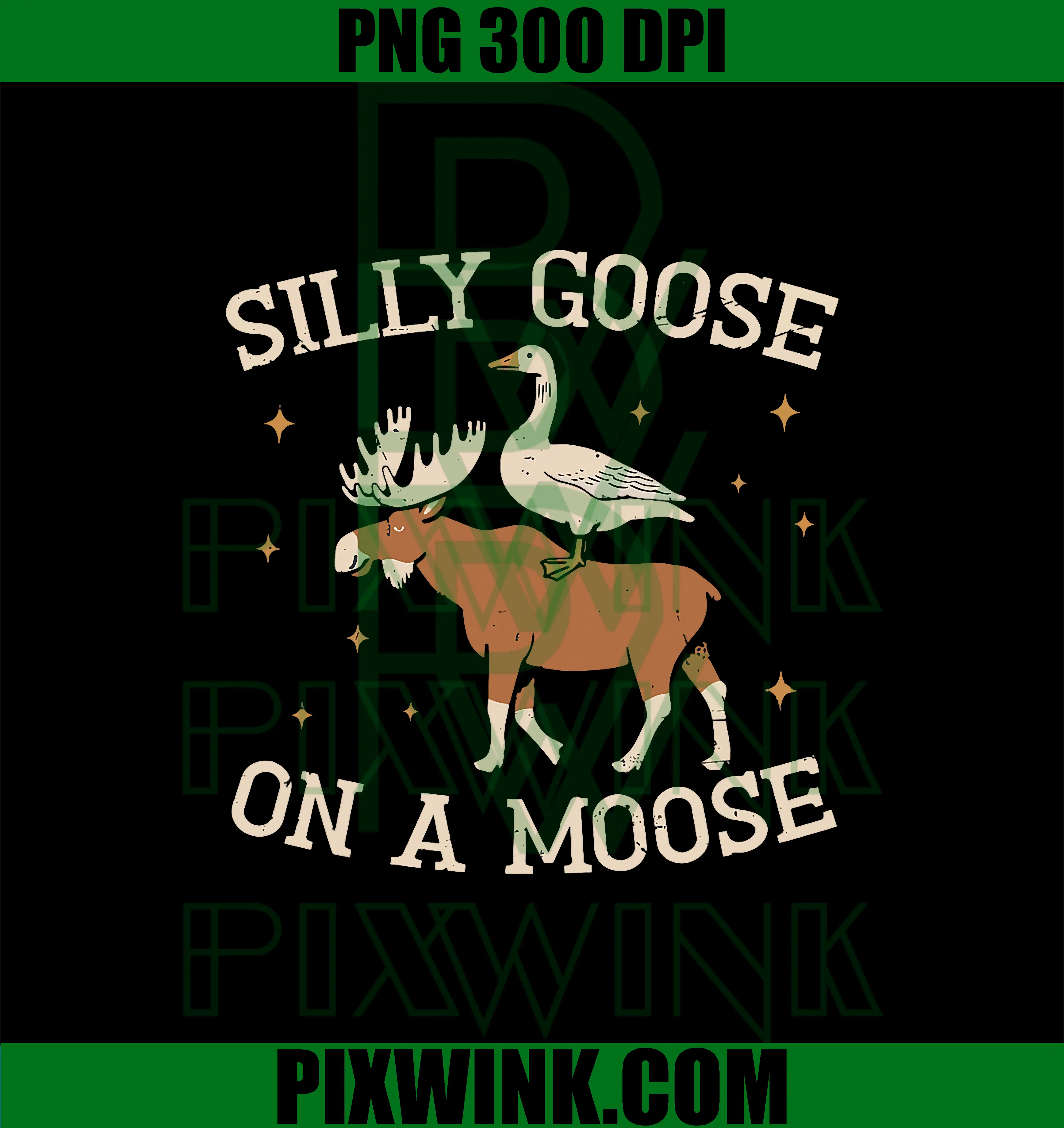 Silly Goose On A Moose Animal PNG, Funny Goose Riding Moose PNG
